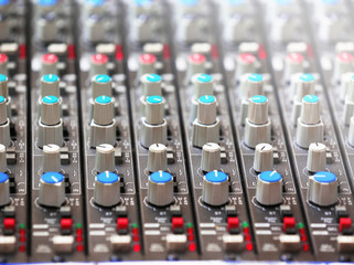 Mixer in a recording studio, close up
