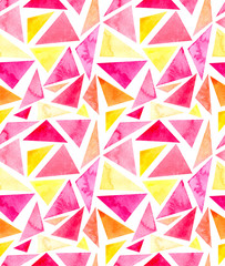 Watercolor Simple Bright Triangles Seamless Repeat Pattern