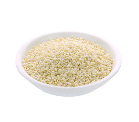white sesame in the white bowl isolated on white