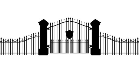 Cemetery Gates Silhouette Isolated on White Background 3D Illustration