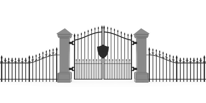 Gothic Cemetery Gates Isolated on White Background 3D Illustration