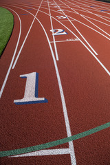 Empty Running Track with Lane Numbers