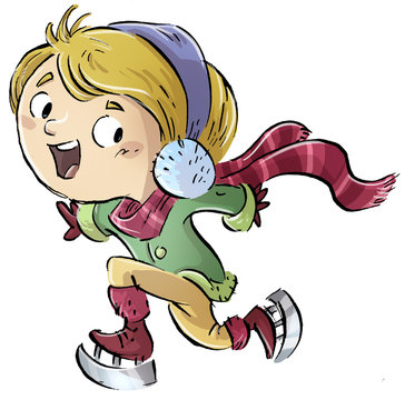 ni&ntilde;o patinando sobre hielo