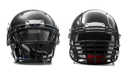 Fototapeta premium Rugby helmets on white background