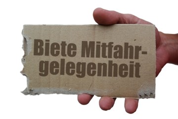 kartonstück ih biete mitfahrgelegenheit I