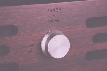 Close up of a retro record player Vintage Retro Filter.