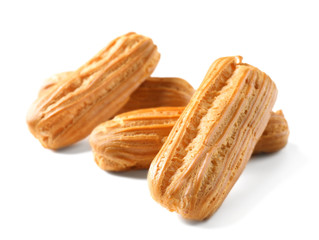 Delicious eclairs isolated on white