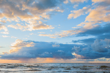 Beatiful sunset with clouds over the Baltic sea