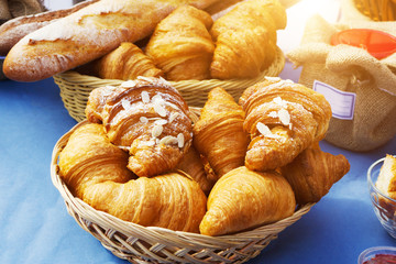 fresh croissants in a basket