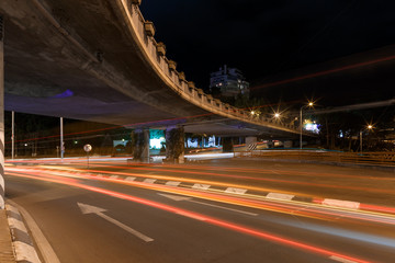 the viaduct at night in Tbilisi
