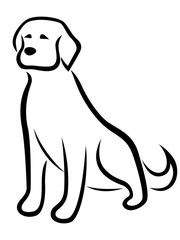 Funny dog black outline isolated on the white background