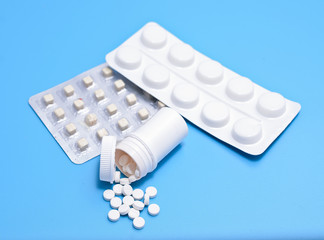 Tablets on a blue background