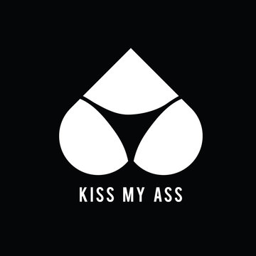 kiss my ass icon illustration on black background
