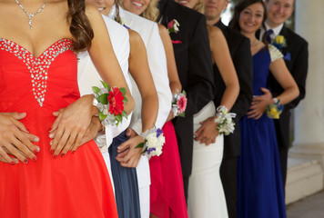 Large Group of Teenagers Going to the Prom