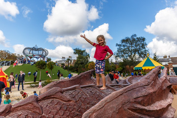 Children on playground of Hampton Court, autumn