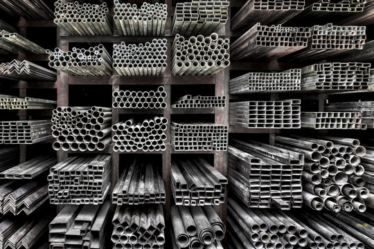 Extruded aluminum metal tubes, Hue, Vietnam