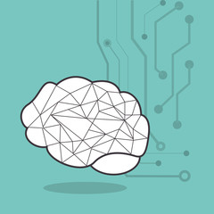 human brain and circuit  icon image vector illustration design 