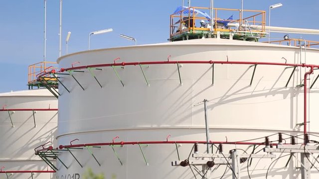 Oil refinery plant with blue sky