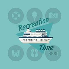 Obraz premium cruise ship with travel vacation or holidays related icons image vector illustration