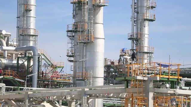 Oil refinery plant with blue sky