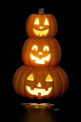 pumpkin lantern for Halloween glowing in dark