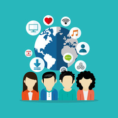 faceless user avatar with socia media related icons image vector illustration design 