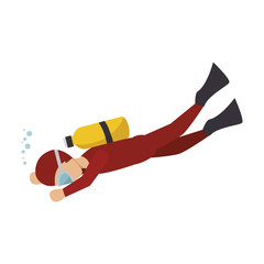 diver sport man over white background, vector illustration