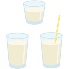 ガラスのコップドリンク　ミルク