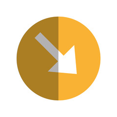 arrow shape direction symbol navigation element on yellow circle. vector illustration