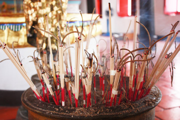 The burning incense sticks in thailand