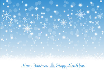 Merry Christmas background with snowflakes and light. Vector Illustration. xmas