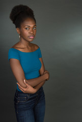 Young black woman in a casual outfit