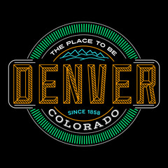 denver, colorado, linear logo  design for t shirts and stickers