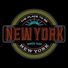 new york city, new york linear logo design for t shirts and stickers