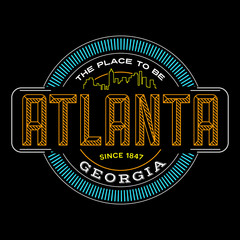 atlanta, georgia linear logo design for t shirts and stickers