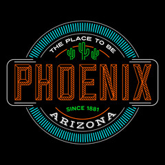 Obraz premium phoenix, arizona linear logo design for t shirts and stickers