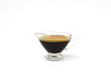 Hot coffee espresso shot in white background
