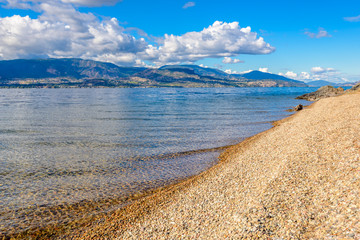 Majestic mountain lake in Canada. Okanagan Lake. Kelowna. Vancouver.