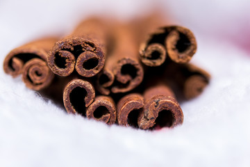 Cinnamon sticks stacked