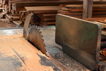 table saw in workshop