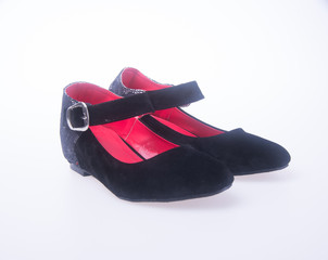 shoe. black colour fashion woman shoes on a background.