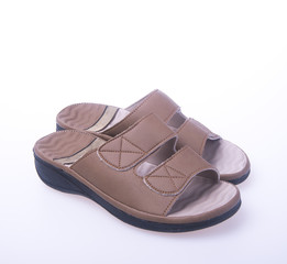 shoe. Brown colour fashion woman shoes on a background.