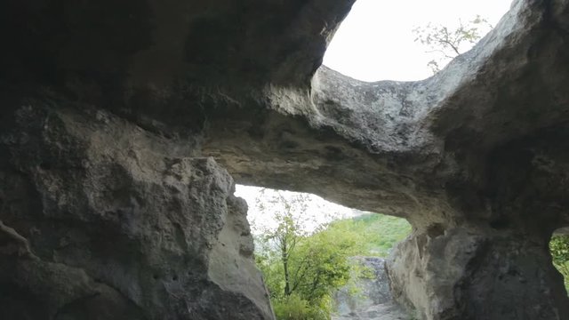 Cave city Eski-Kermen medieval fortress town in peninsula of Crimea.