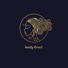 Vector illustration of a woman's profile in a circle