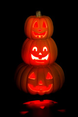 pumpkin lantern for Halloween glowing in dark