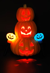 pumpkin lantern for Halloween glowing in dark