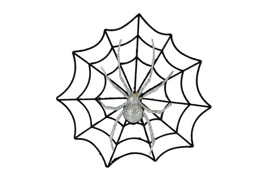 Halloween spider web decoration isolated on white background