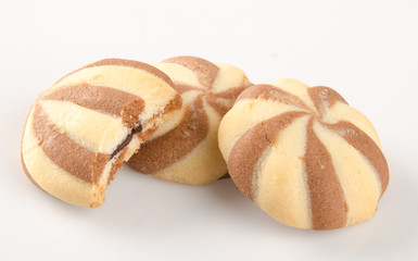 cookies or butter cookies white chocolate on background.