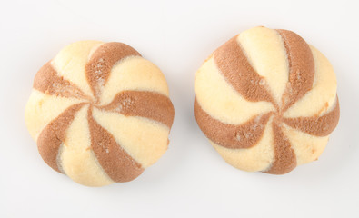 cookies or butter cookies white chocolate on background.