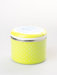 Food Container Tiffin or lunchbox on background.